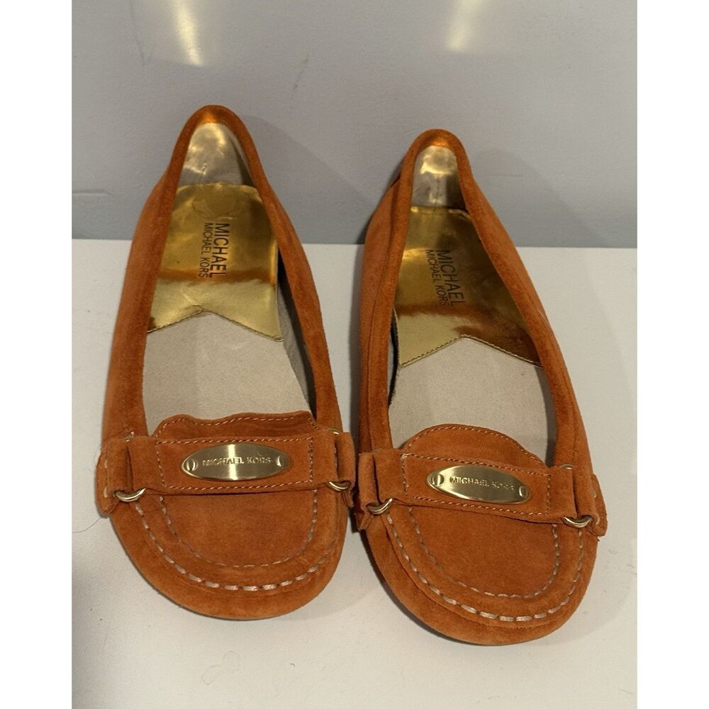 MICHAEL KORS Orange Suede Leather Loafers Moccasins Slip On Shoes Women’s 7M